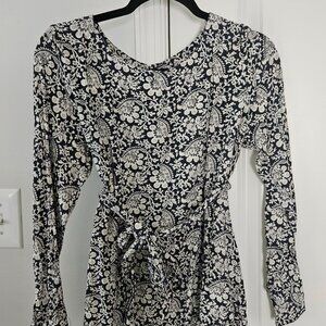 LOFT Blouse with Sash Tie Waist Size M